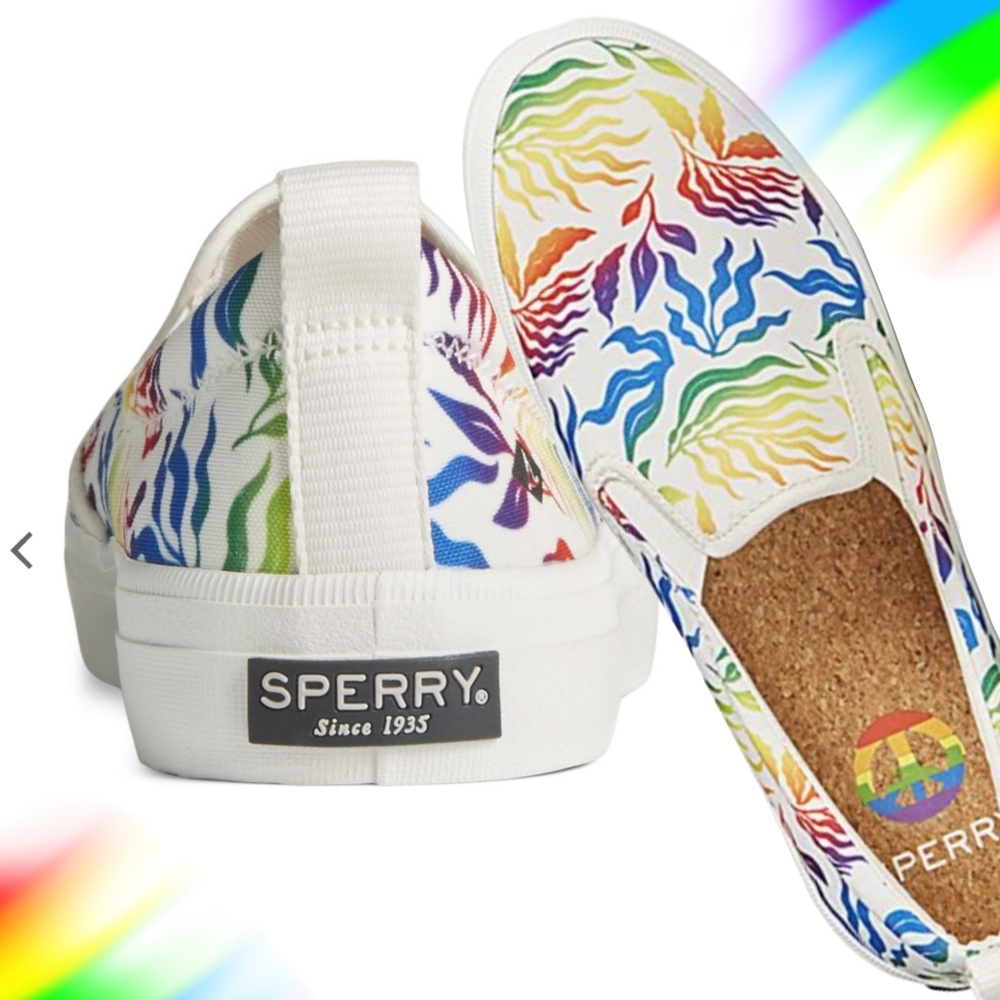 Sperry Peace Rainbow Pride NWT BNIB Top Siders Slipons Boat Limited Edition - Picture 4 of 17